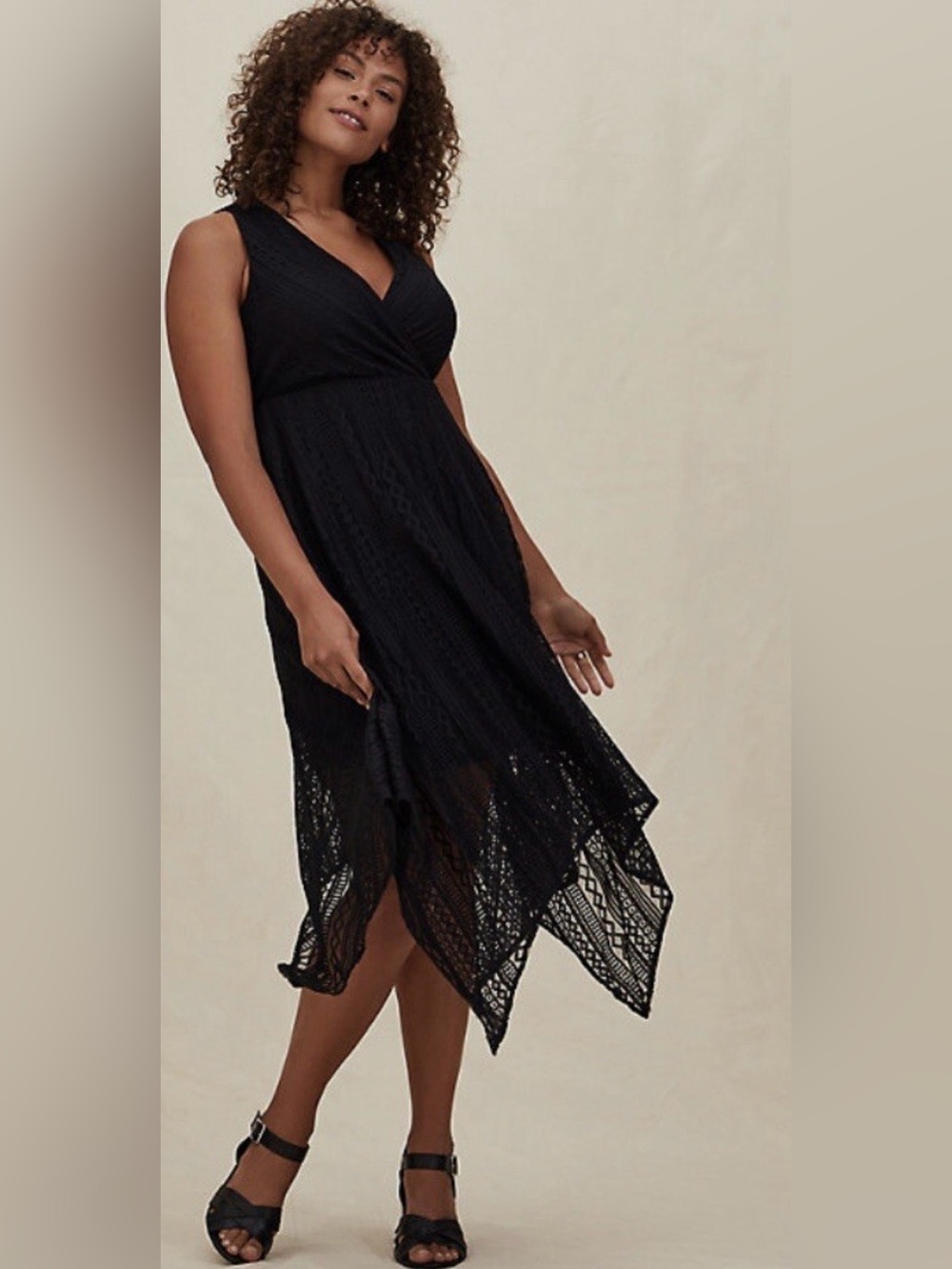 Torrid Black Geo Lace Handkerchief Skater Dress 2Xl NWT